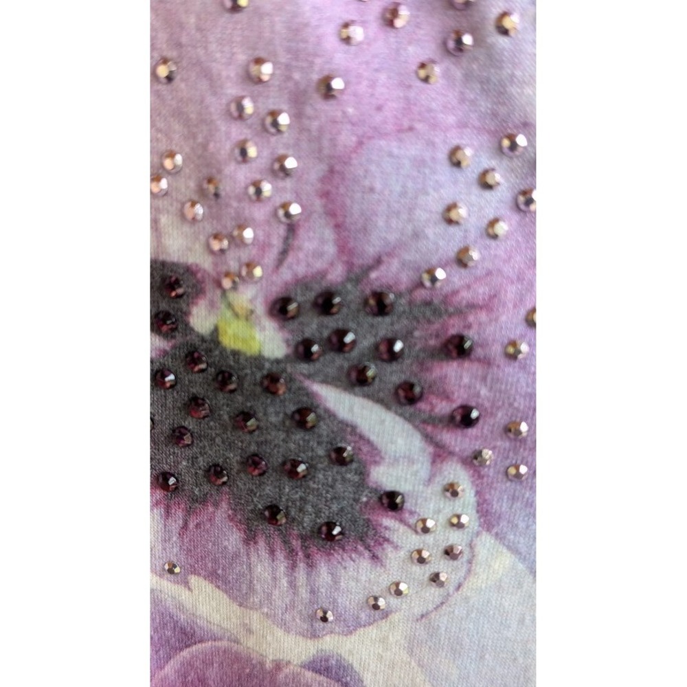 Women Top 2X Floral Asymmetrical Rhinestone Butterfly Fairy Cottagecore Romantic - Picture 5 of 11